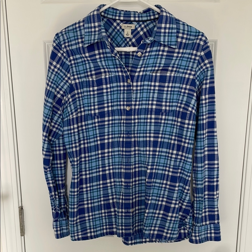 Size Small L.L.Bean Blue Plaid Shirt